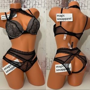 VS 34C BRA PANTY SET PUSH-UP CAGED STRAPPY CUT OUT